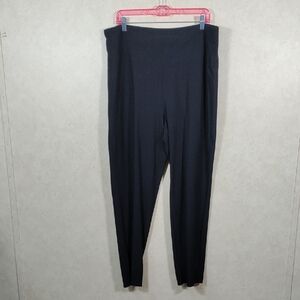 03156 Eileen Fisher black crepe knit straight leg pull on pants XL